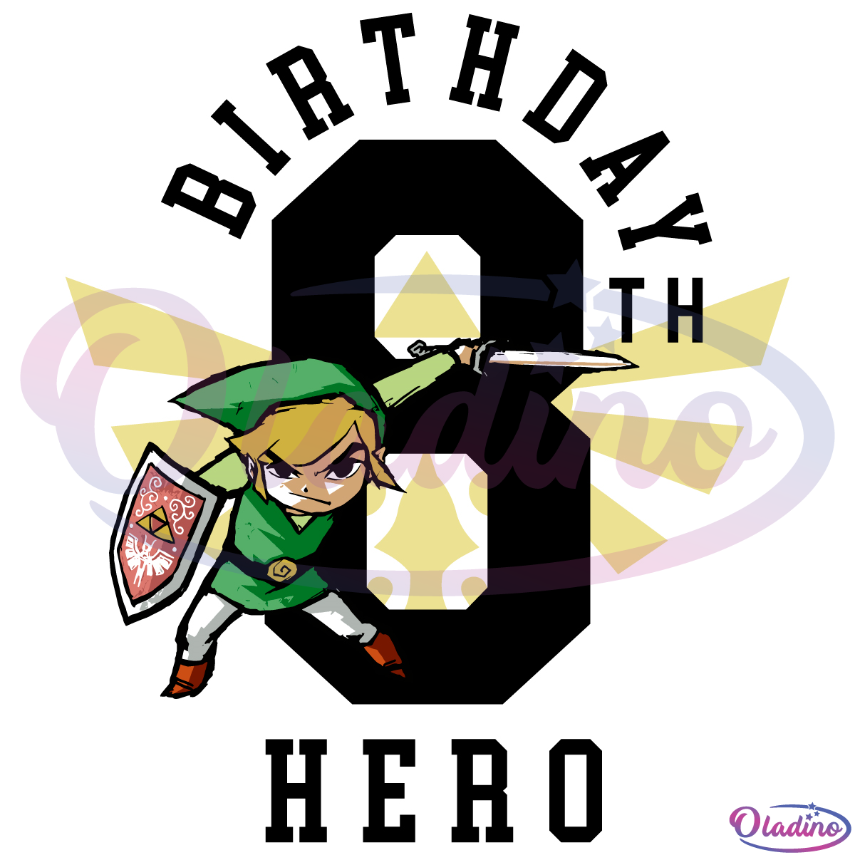 Legend Of Zelda Link 8th Birthday Hero Triforce SVG Digital File