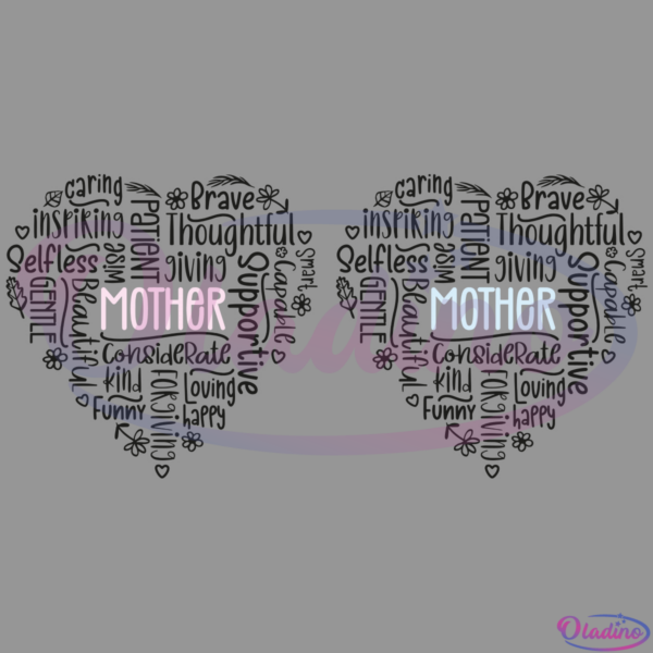 Love Mother Heart SVG Digital File, Mothers Word Art Svg