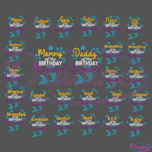 Mermaid Birthday Family Bundle SVG Digital File, Birthday Svg