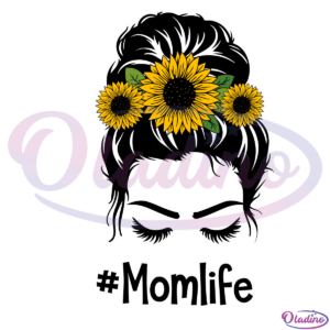 Messy Bun Sunflower Mom SVG Digital File