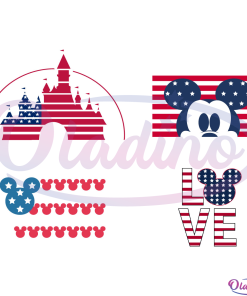 Mickey Mouse 4th of July USA SVG File, Disney Castle Head Ears Svg