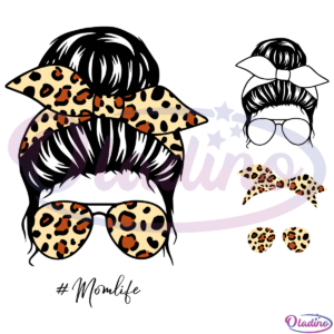 Leopard Messy Bun Moms Life SVG Digital File