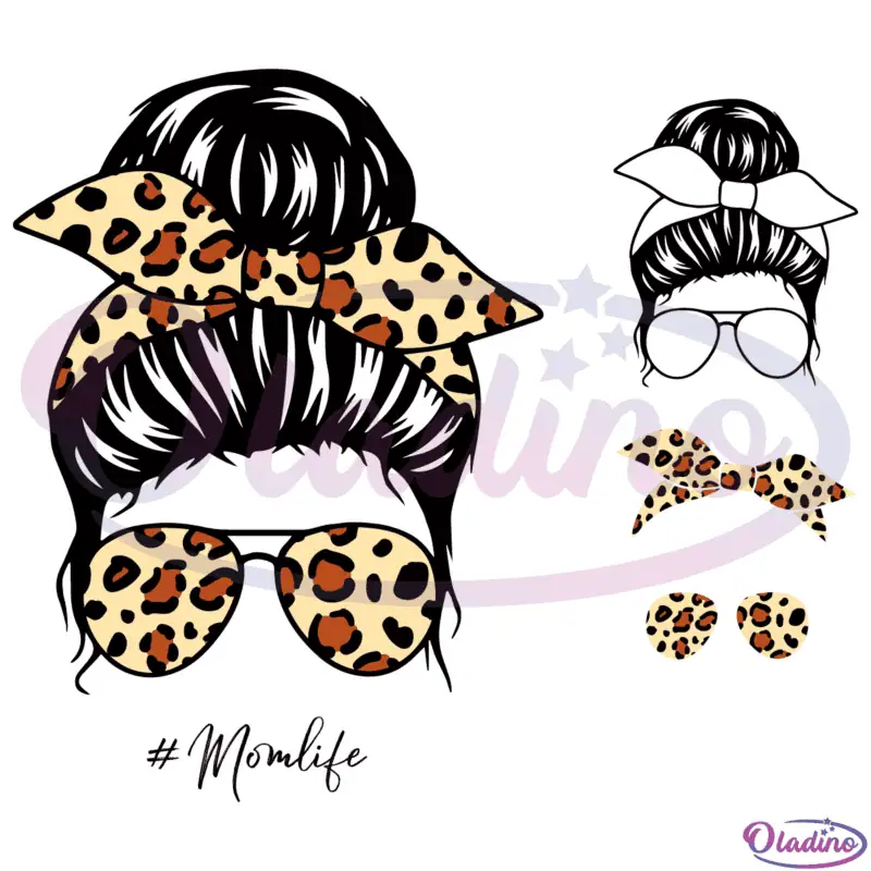 Leopard Messy Bun Moms Life SVG Digital File