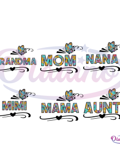 Mothers Day Butterfly SVG Digital File Bundle, Grandma Svg