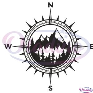 Mountain Forest Compass SVG Digital File, Mountain svg, Forest svg