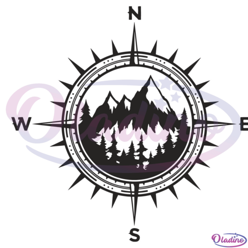 Mountain Forest Compass SVG Digital File