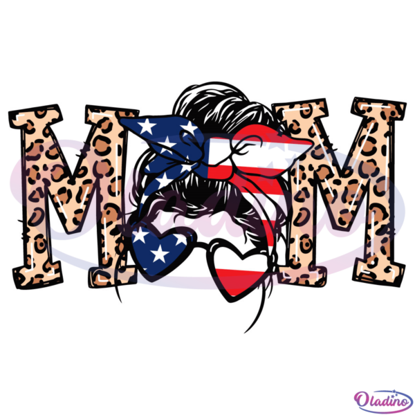 Patriotic Mom SVG Digital File, American Flag Svg, Messy Bun Mom Svg