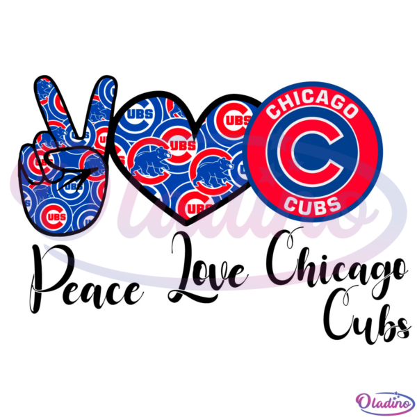 Peace Love Chicago Cubs SVG Digital File, MLB Svg