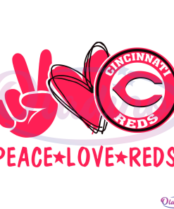 Peace Love With Cincinnati Reds SVG Digital File, MLB Svg