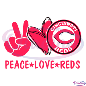 Peace Love With Cincinnati Reds SVG Digital File, MLB Svg