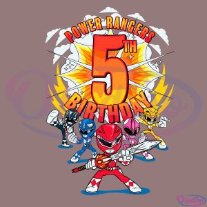 Power Rangers Group Shot 5th Birthday SVG Digital File