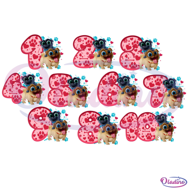 Red Puppy Dog Pals Bundle Sublimation Designs, Birthday Png