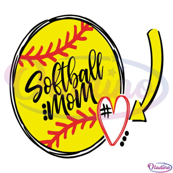 Softball Mom Heart SVG Digital File, Mom Svg, Sport Svg