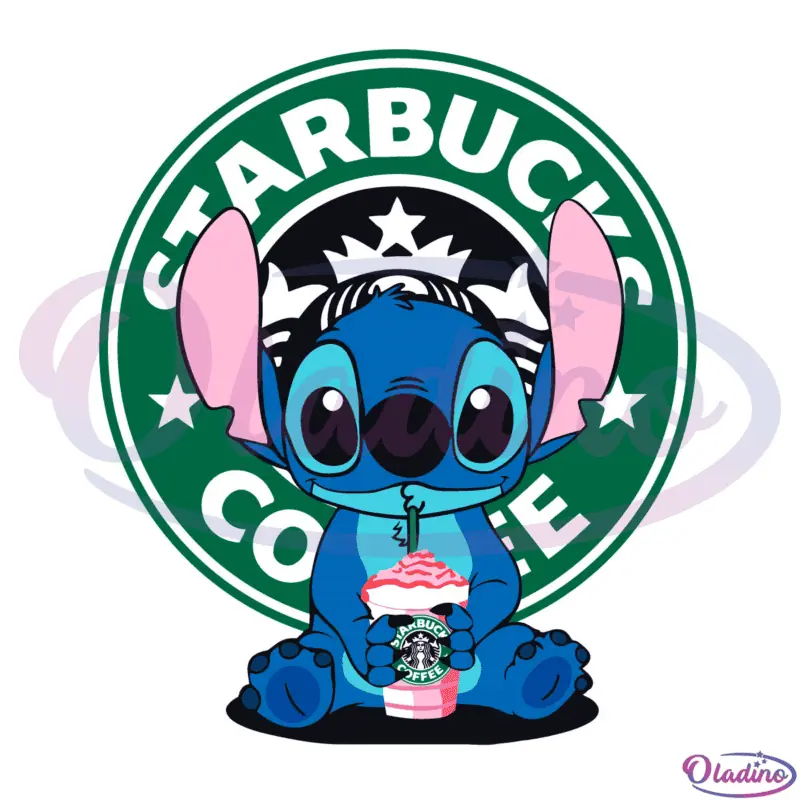 Stitch Drinking Starbucks Coffee SVG Digital File