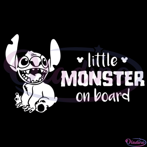 Stitch Little Monster On Board SVG Digital File