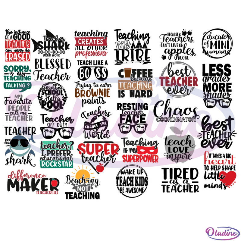 Teacher Best Sayings Bundle SVG Digital File, Teachers Day Svg