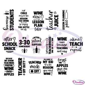 Teacher Wine Bag Bundle SVG Digital File