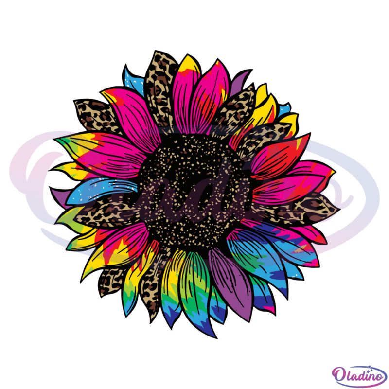 Tie Dye Leopard Sunflower SVG Digital File, Leopard Sunflower Svg