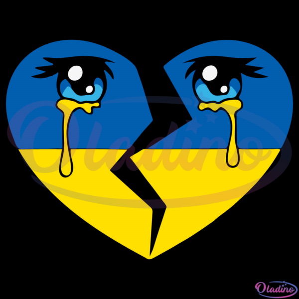 Ukraine Flag Crying Tears For Ukrainian Heart SVG Digital File, Ukraine Svg