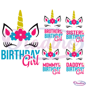 Unicorn Birthday Girl Bundle SVG Digital File