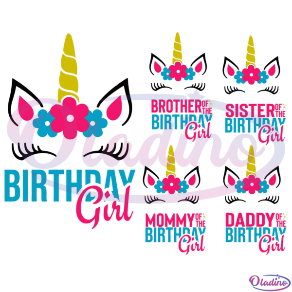 Unicorn Birthday Girl Bundle SVG Digital File, Birthday Svg