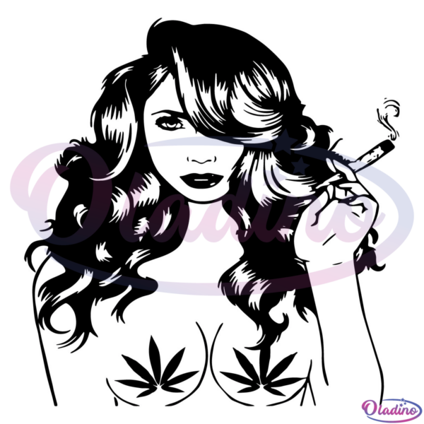 Woman Smoking Weed SVG Digital File, Pretty Weed Lady Cannabis Svg