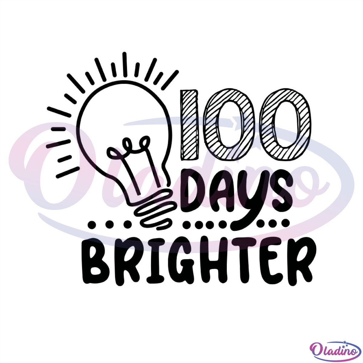 100 Days Brighter Light Bulb SVG Silhouette