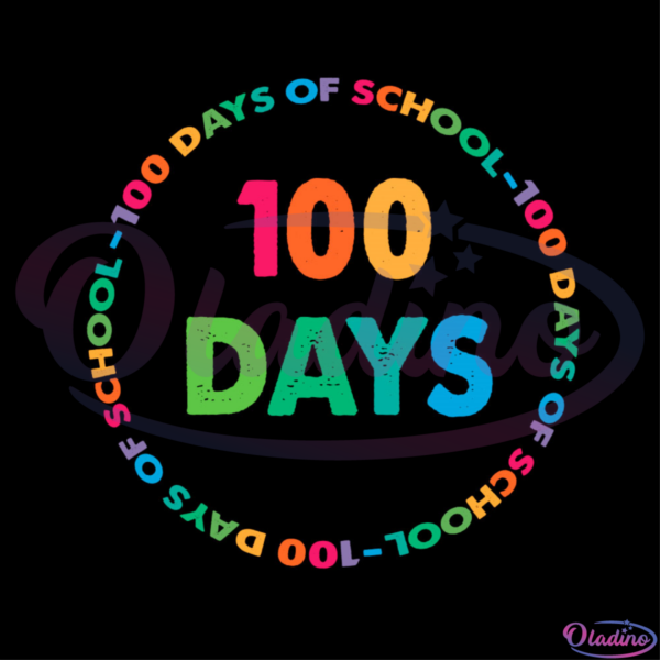 100 Days Of School Colorful Letters Logo SVG Digital File