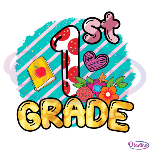 1st Grade Heart Flower PNG Sublimation Designs