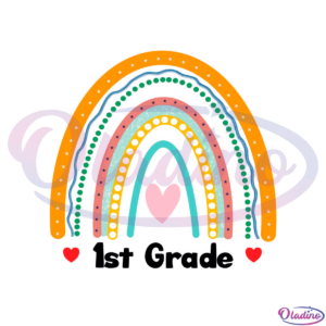 1st grade rainbow PNG sublimation, boho rainbow PNG, 1st SVG