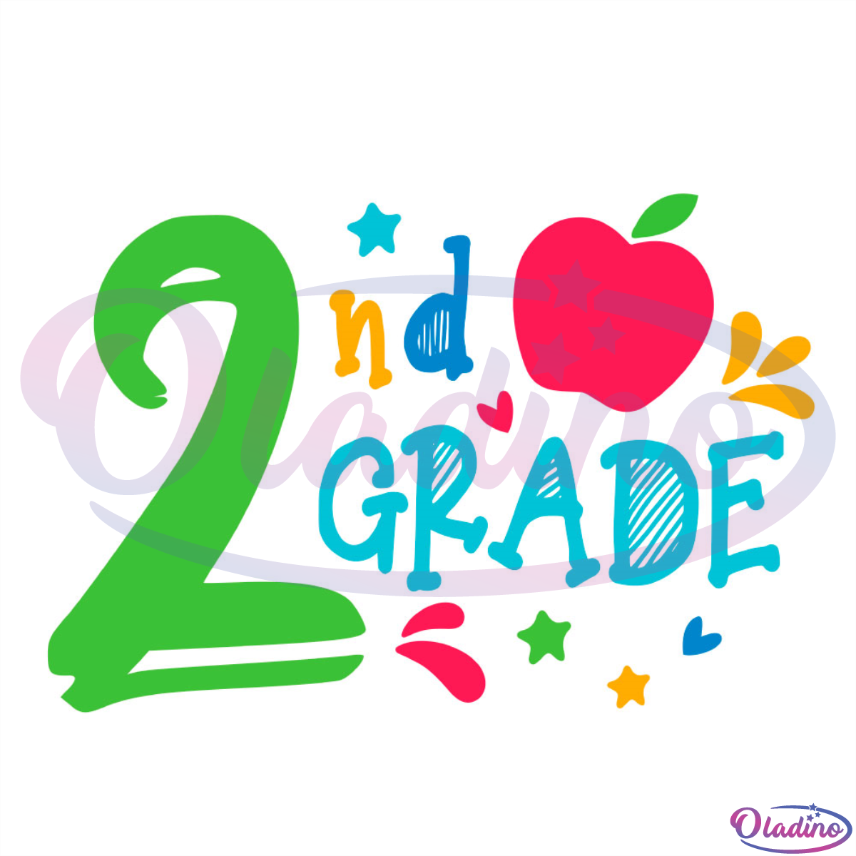 2nd Grade Apple Star SVG Digital File
