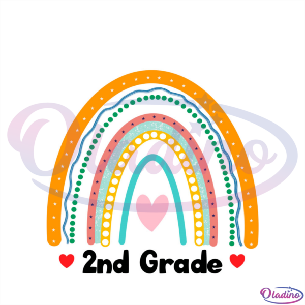 2nd grade rainbow PNG, boho rainbow PNG, 2nd grade PNG