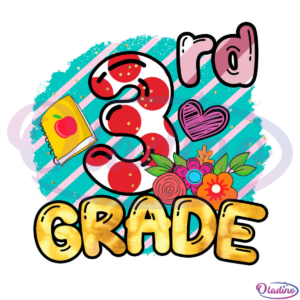 3rd Grade Polka Dots Flower PNG Sublimation Designs