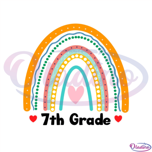 7th grade rainbow SVG Digital File, 7th grade SVG, boho rainbow PNG