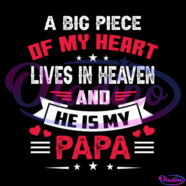 A Big Piece Of My Heart Lives In Heaven And He Is My Papa SVG
