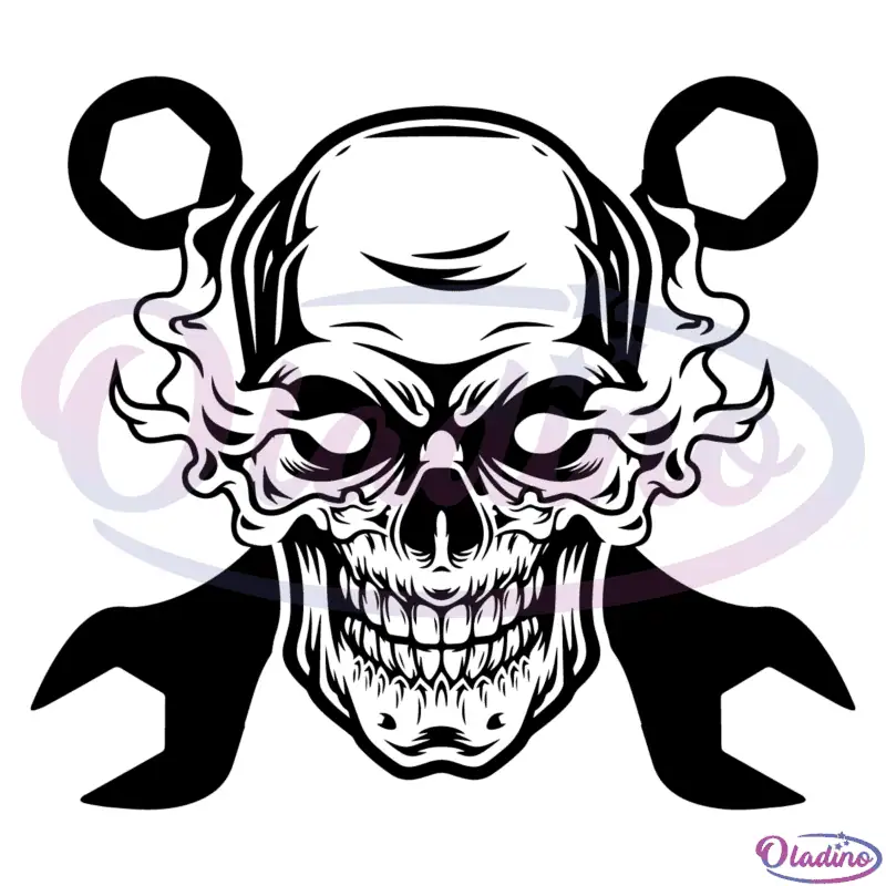 American Mechanic Skull SVG Silhouette