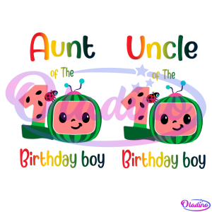 Aunt Uncle Of The 1st Birthday Boy Cocomelon Bundle SVG PNG