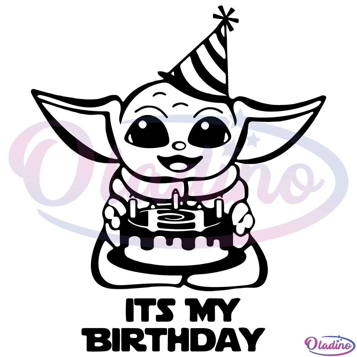 Baby Yoda Its My Birthday SVG Silhouette, Birthday Svg, Mandalorian Svg