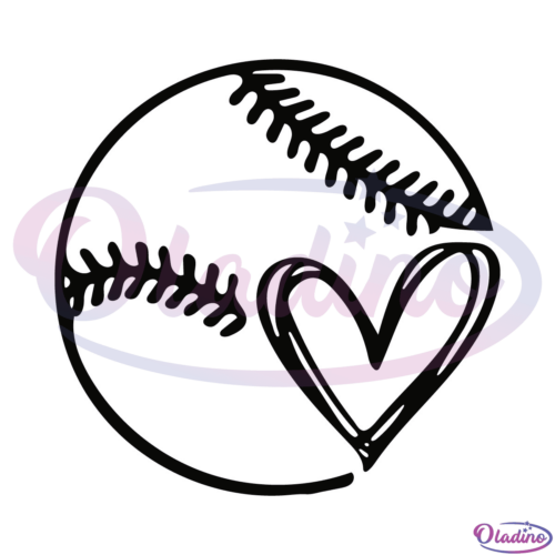 Baseball Heart SVG Silhouette