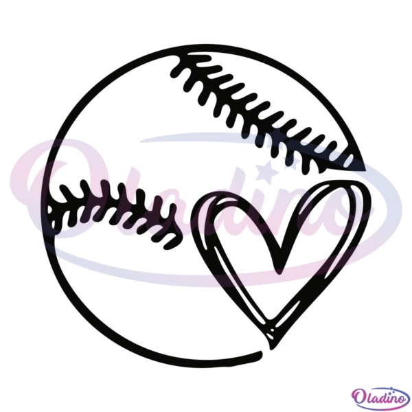 Baseball Heart SVG Silhouette, Sport Svg, Love Baseball Svg