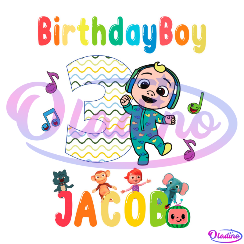 Birthday Boy 3rd Jacob Cocomelon Music PNG Sublimation