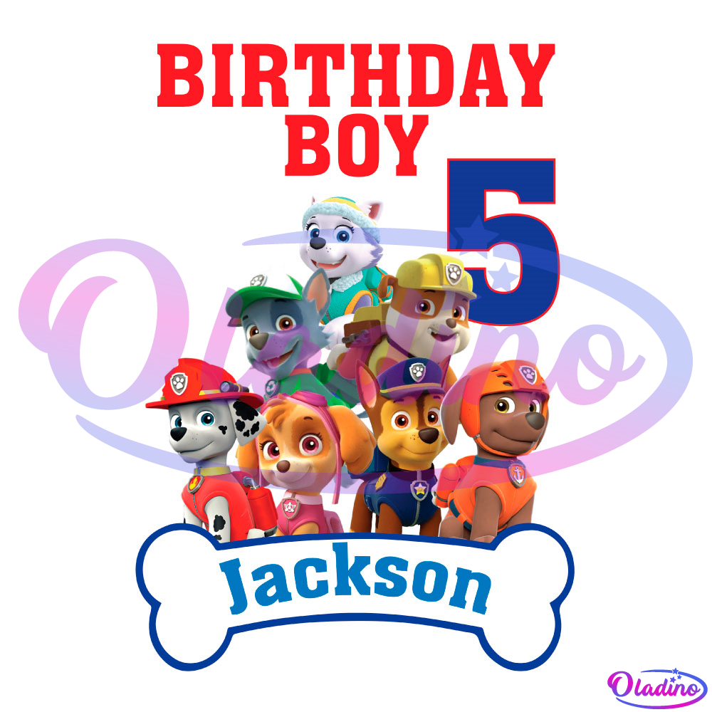 Birthday Boy 5th Jackson PNG Digital File, Happy Birthday Jackson