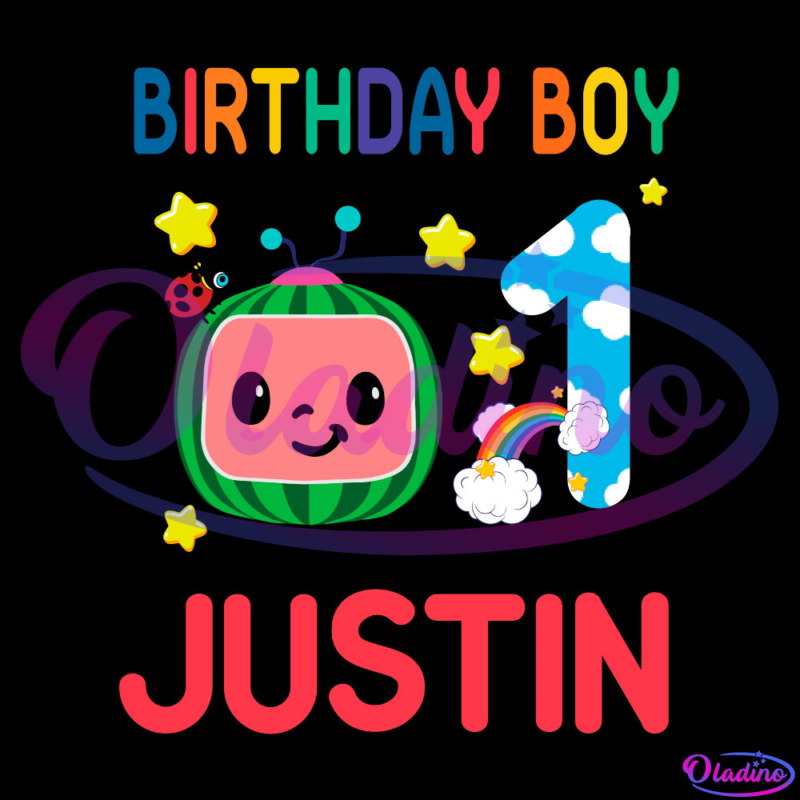 Birthday Boy Cocomelon 1st Birthday Justin SVG PNG