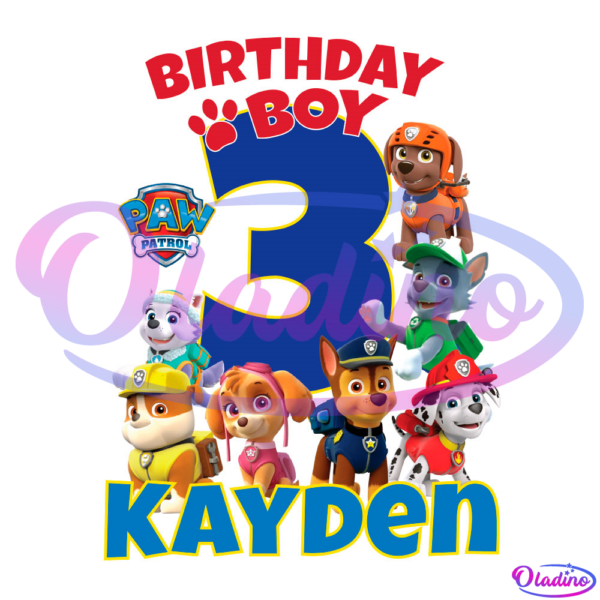 Birthday Boy Kayden PNG Digital File, Happy Birthday 3rd PNG