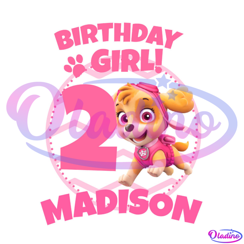 Birthday Girl 2 Year Olds Madison PNG Sublimation Designs Digital File
