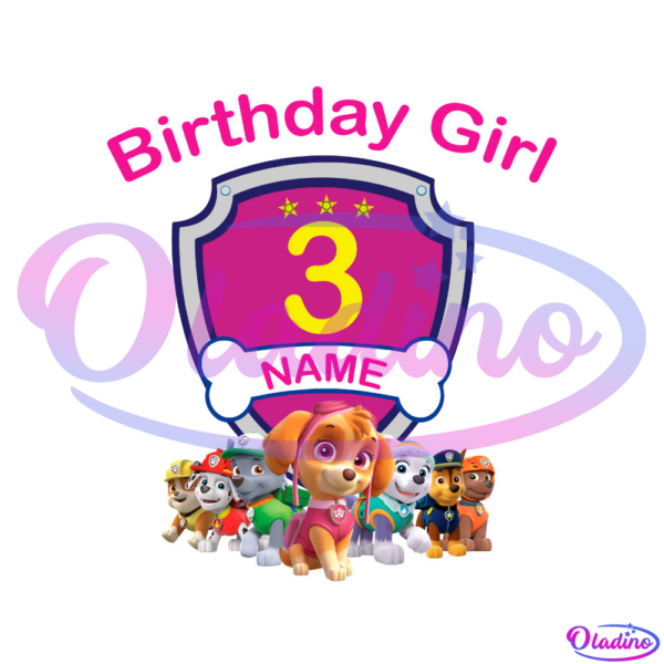 Birthday Girl Happy Birthday 3rd Name Custum PNG Sublimation