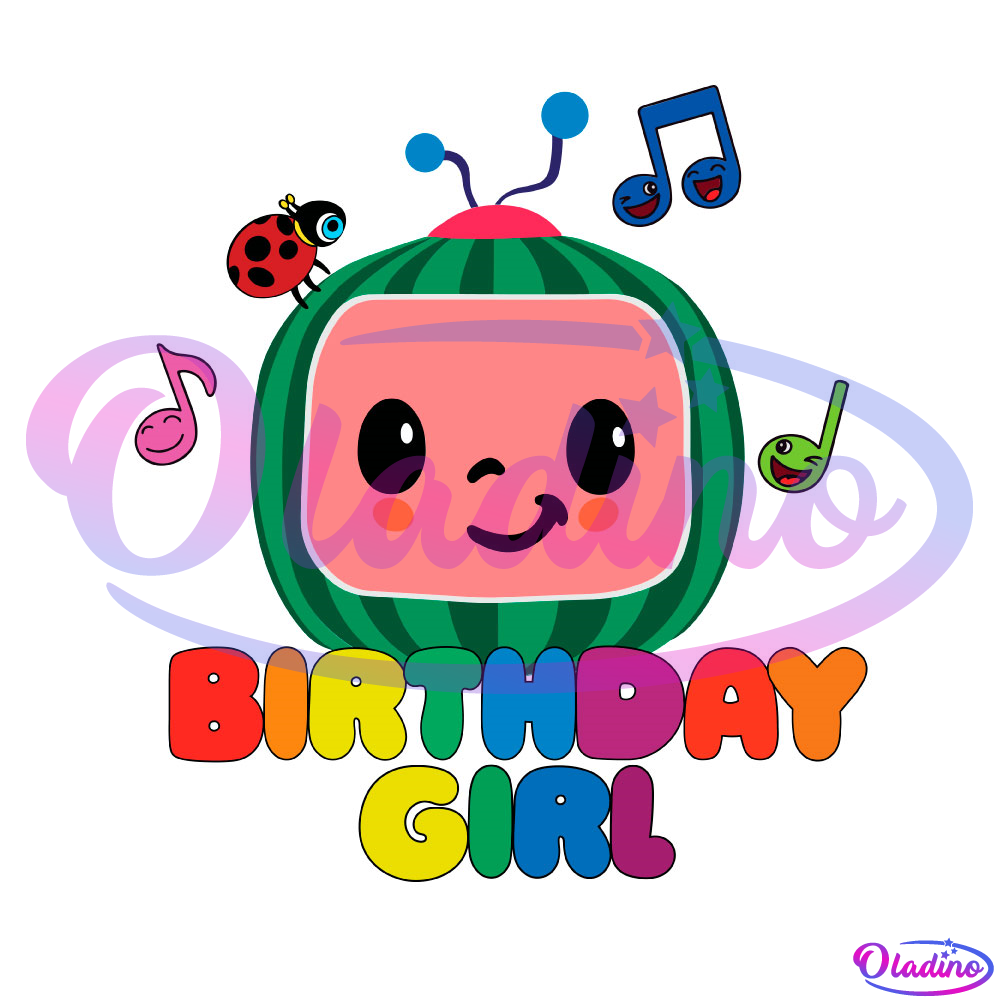 Birthday Girl With Cute Cocomelon Ladybug SVG PNG