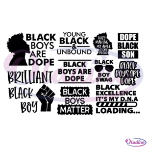 Black Boy Bundle SVG Silhouette Digital File