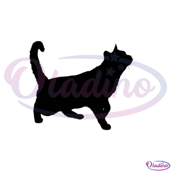 Black Cute Cat Looking Something SVG Silhouette