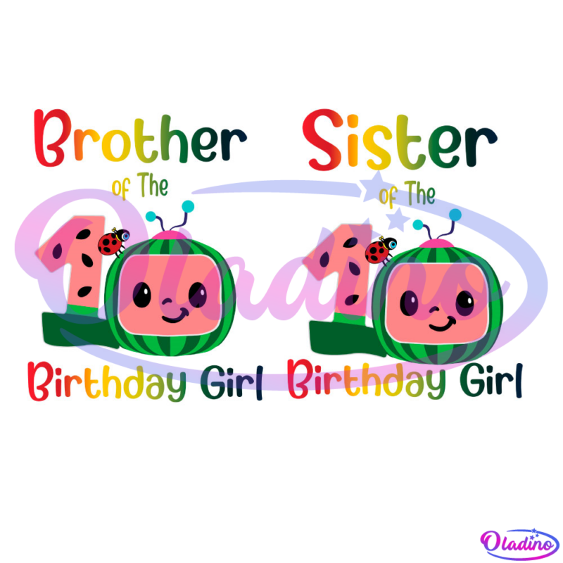 Brother Sister Cocomelon 1st Birthday Girl Bundle SVG PNG
